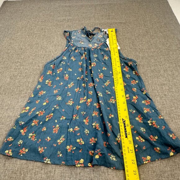 NEW! Hippie Rose Tank Top Sleeveless Small Teal‎ Floral Rayon Relaxed Fit - Picture 4 of 12